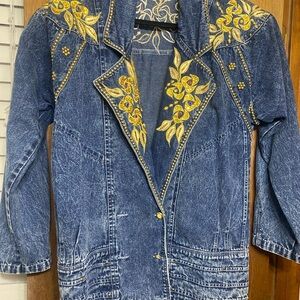 NIYA Collection Blue Denim Jacket with Gold Embroidery